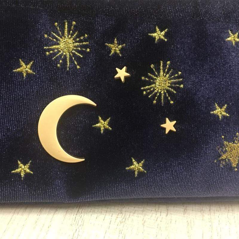 Moon Star Velvet Cosmetic Bag with Tassel