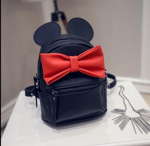 Kinky Cloth backpack Black bag Red bow Mouse Ears Bow Backpack