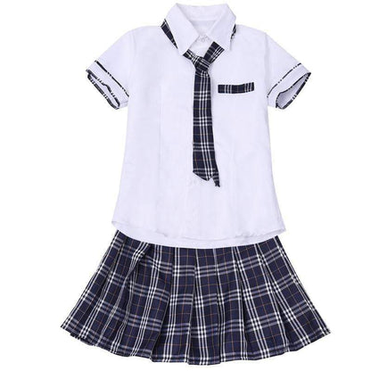 Kinky Cloth Lingerie White  Navy Blue / L / COS Students Naughty School Girl 3 Piece Set