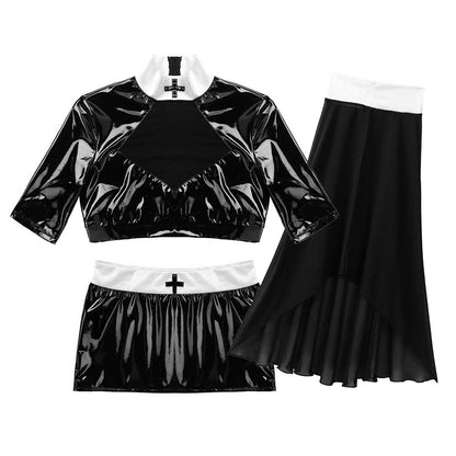 Kinky Cloth 200003986 Black / S Nun Crop Top Costume Set