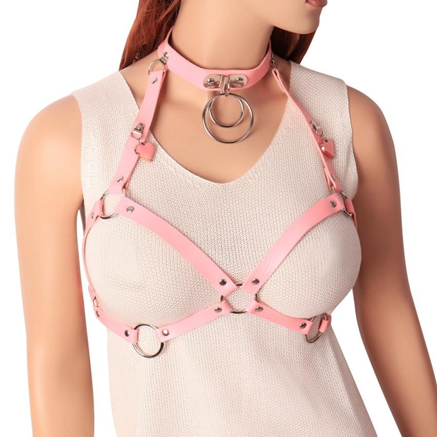 Kinky Cloth 200001886 Pink O Ring Harness Cage Bra