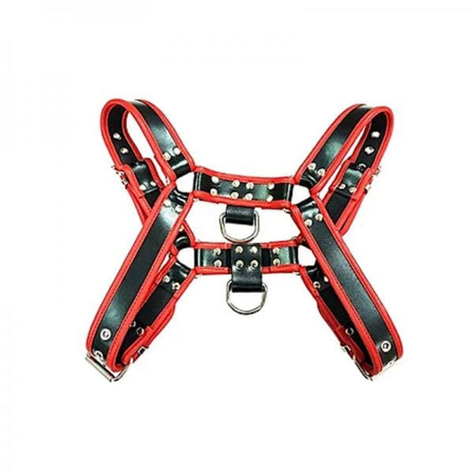 Rouge Group LTD. Sexy Wear O.t.h Leather Harness - Black With Red Accessories Size Extra Large