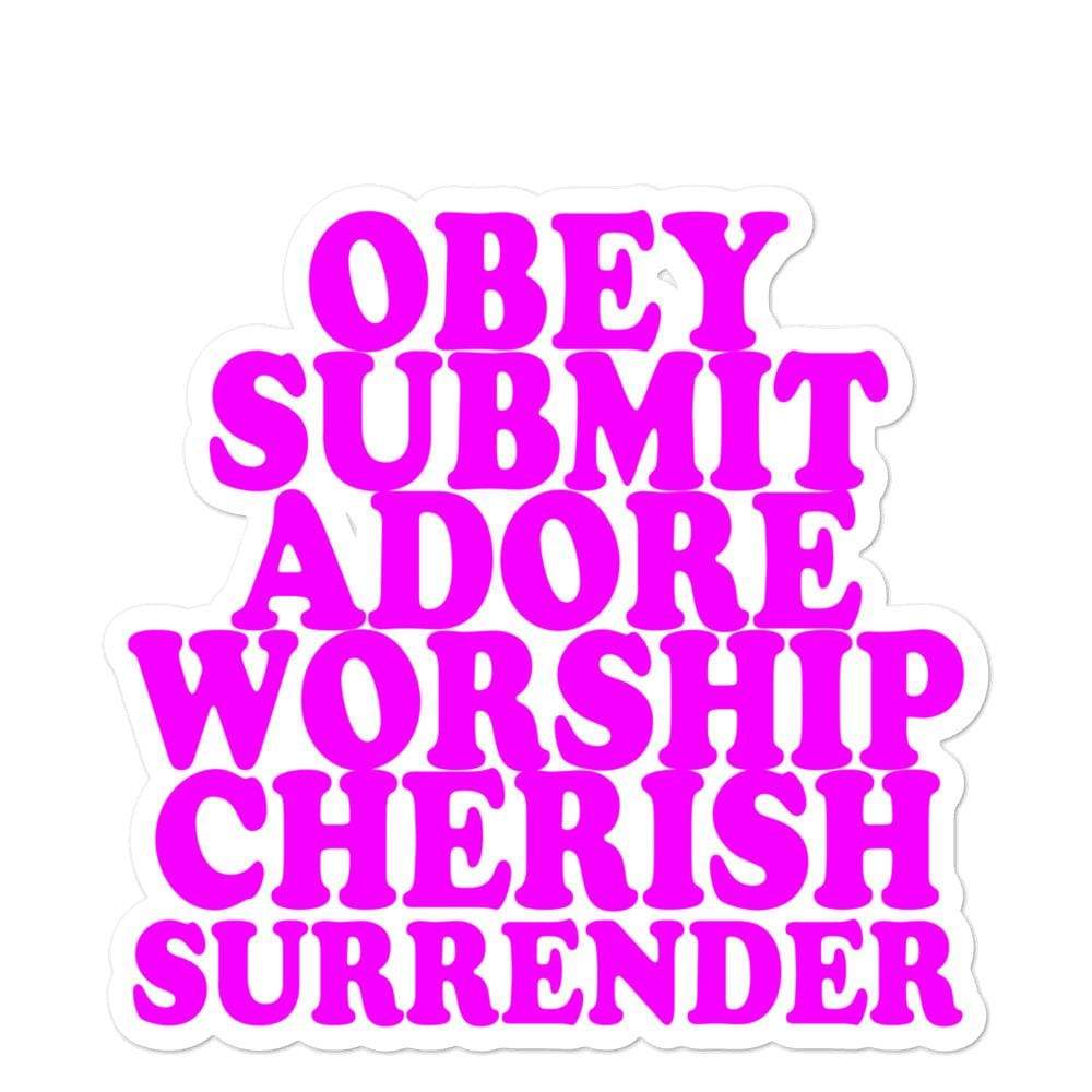 Kinky Cloth 5.5x5.5 Obey, Submit, Adore, Worship, Cherish, Surrender, Bdsm, Stickers, Ddlg, Abdl, Master, Submissive, Slave, Gift, Decoration, Kinky, Sticker