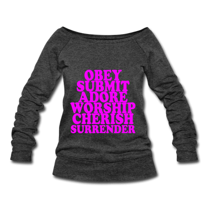 SPOD Women's Wideneck Sweatshirt Obey Submit Adore Worship Cherish Surrender Wideneck Sweatshirt