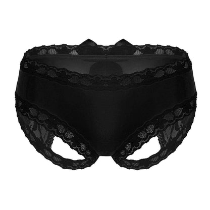Kinky Cloth Panties Black / One Size Open Bottom Bowknot Panties