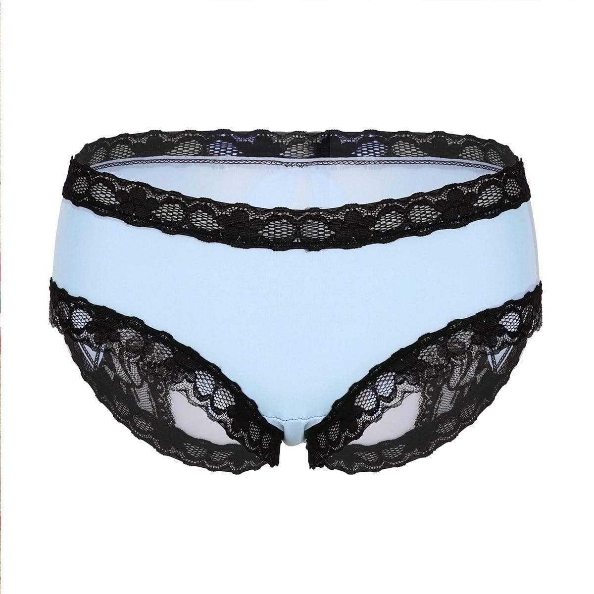 Kinky Cloth Panties Blue / One Size Open Bottom Bowknot Panties