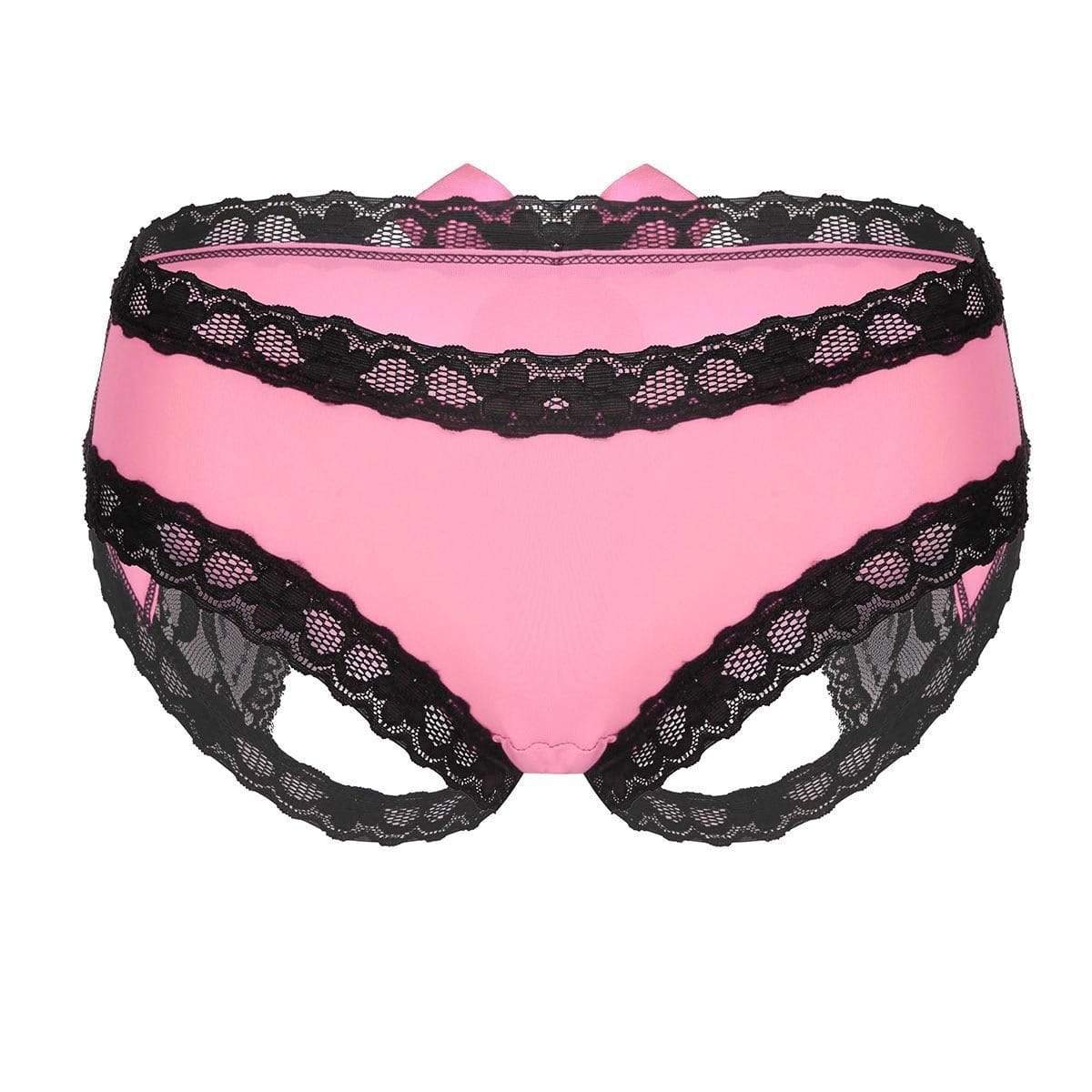 Kinky Cloth Panties Pink / One Size Open Bottom Bowknot Panties