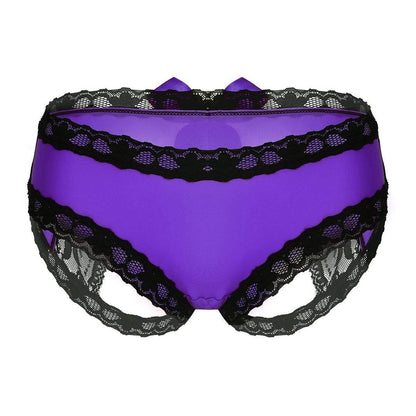 Kinky Cloth Panties Purple / One Size Open Bottom Bowknot Panties