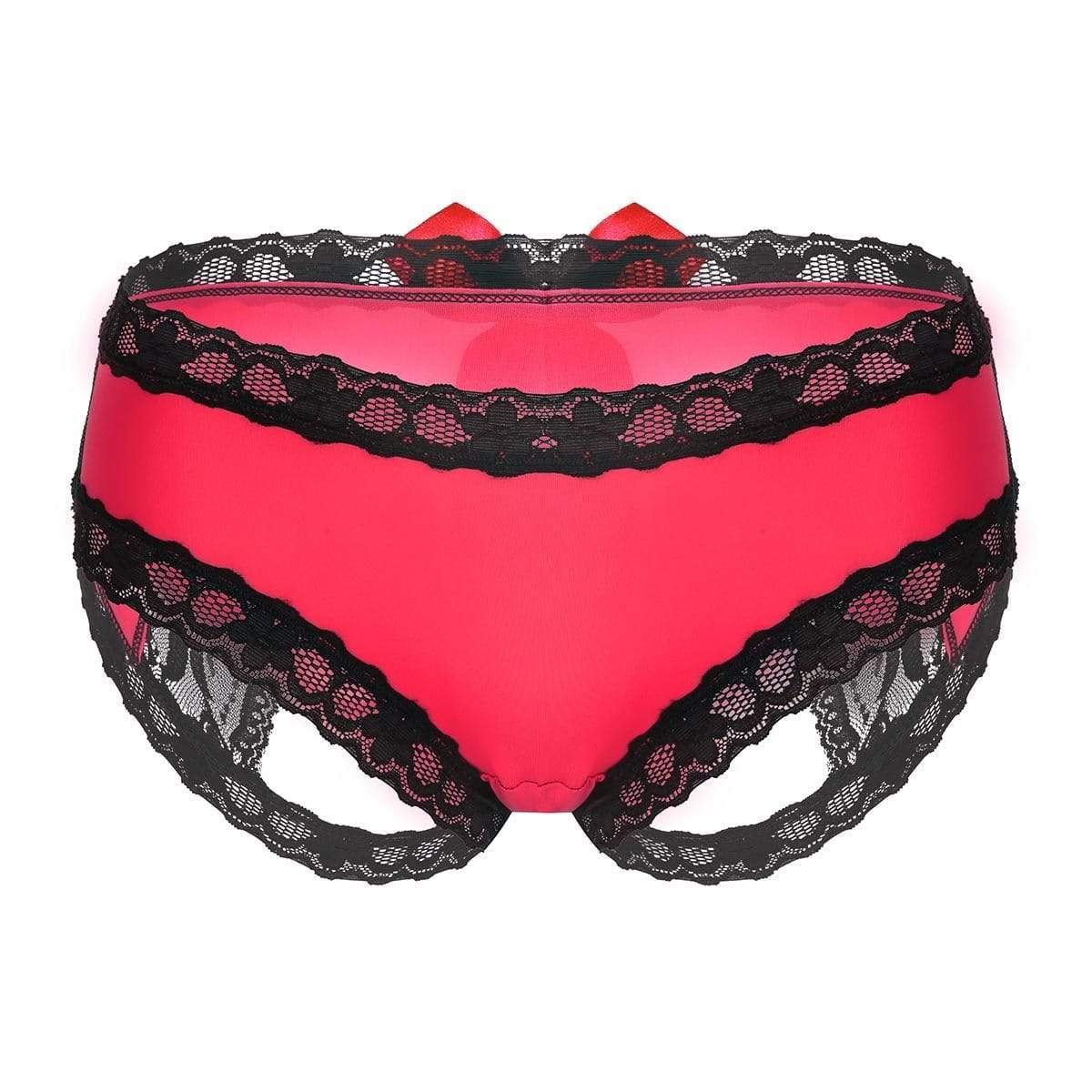 Kinky Cloth Panties Red / One Size Open Bottom Bowknot Panties