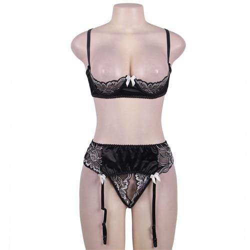 Kinky Cloth 200002225 Black / M Open Bra Lingerie Set Plus Size