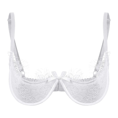 Kinky Cloth White / AA Open Chest Lingerie Lace Bra