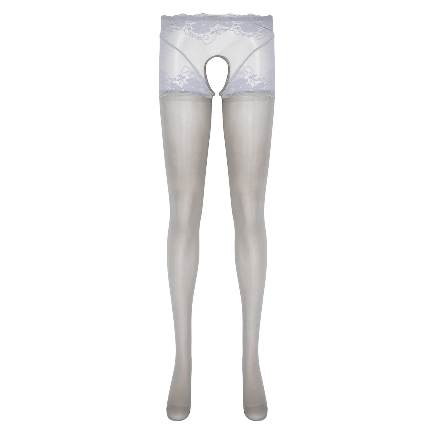 Kinky Cloth Grey / M Open Crotch Glossy Lingerie Pantyhose