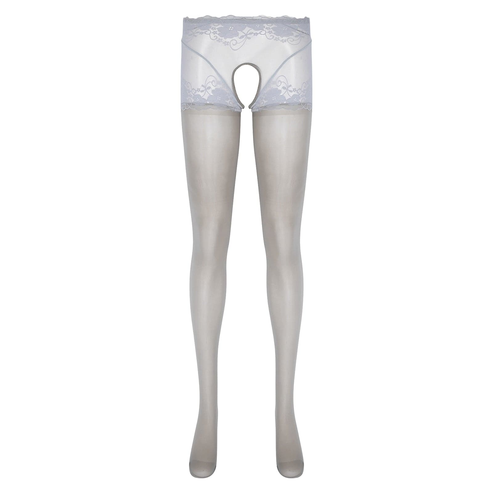 Kinky Cloth Grey / M Open Crotch Glossy Lingerie Pantyhose