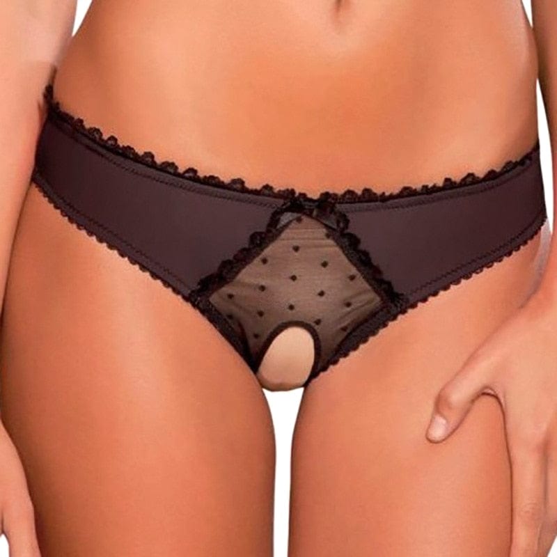 Kinky Cloth Black / S Open Crotch Mesh Panties