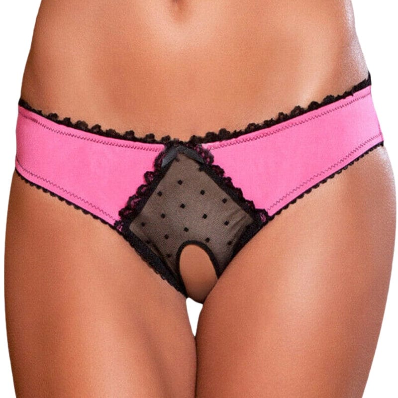 Kinky Cloth Hot Pink / S Open Crotch Mesh Panties