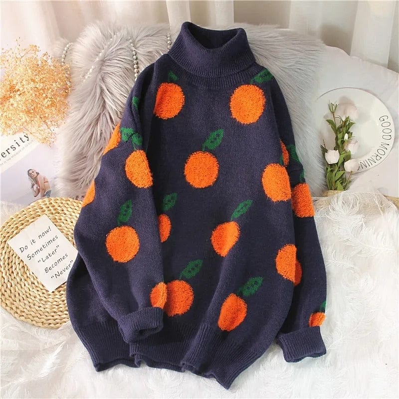 Kinky Cloth Turtleneck Navy / One Size / China Orange Fruit Sweater