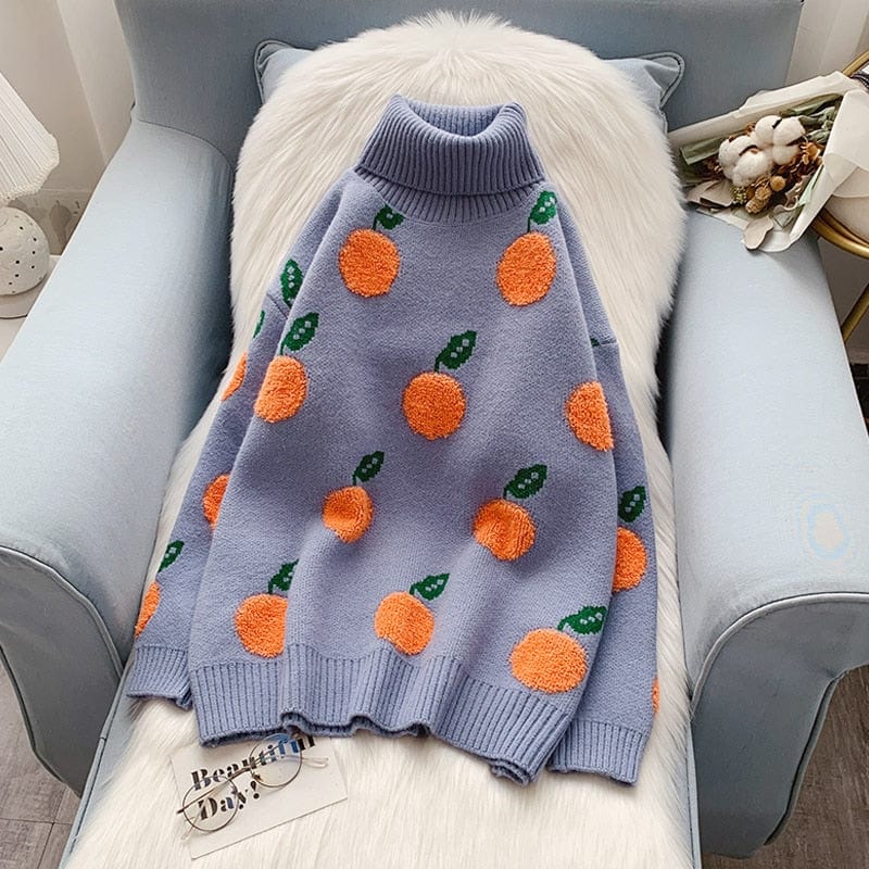 Kinky Cloth TurtleneckLight Blue / One Size / China Orange Fruit Sweater
