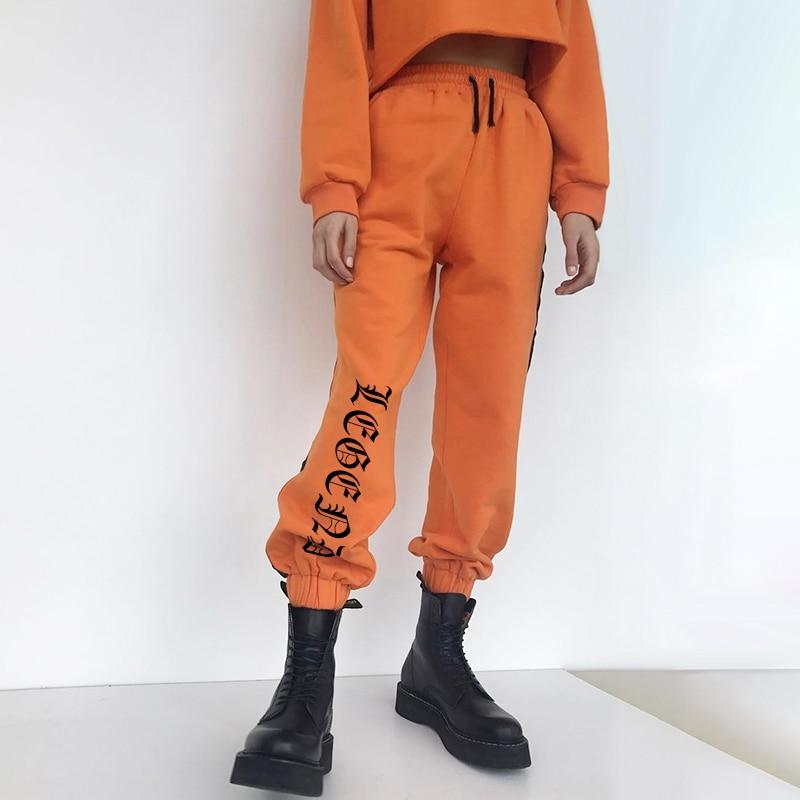 Orange Striped High Waist Harem Pants