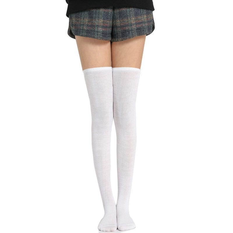 Kinky Cloth Pure White / One Size Over Knee Lolita Striped Socks