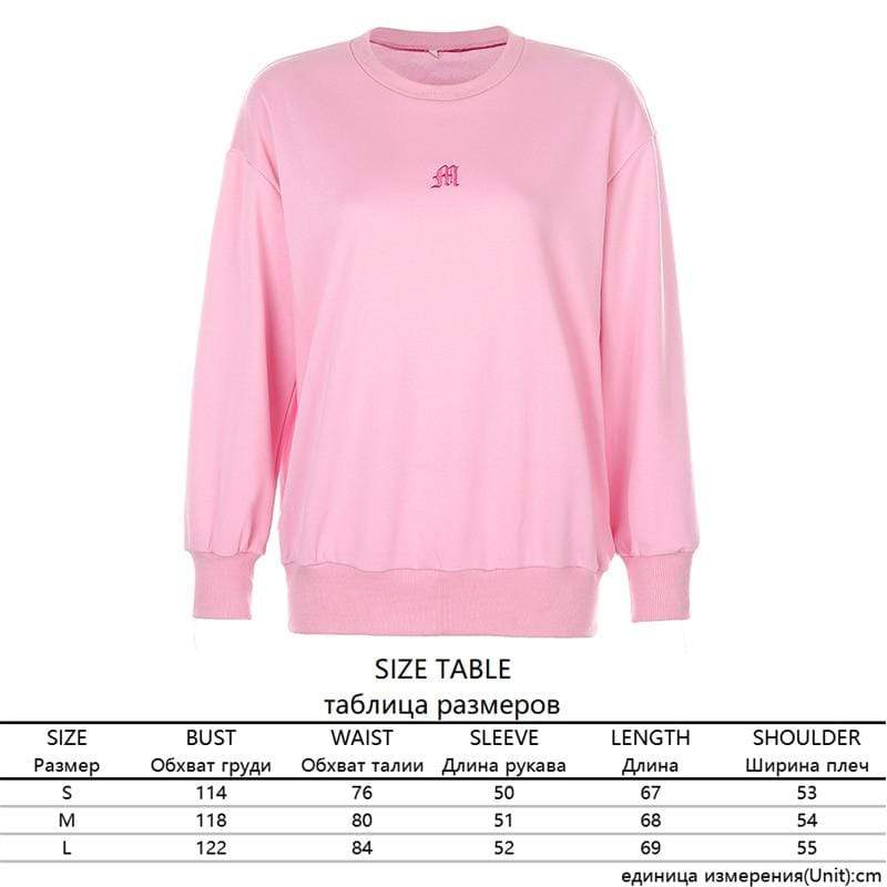 Kinky Cloth 200000348 Pink / S Oversized Letter Embroidery Sweatshirt