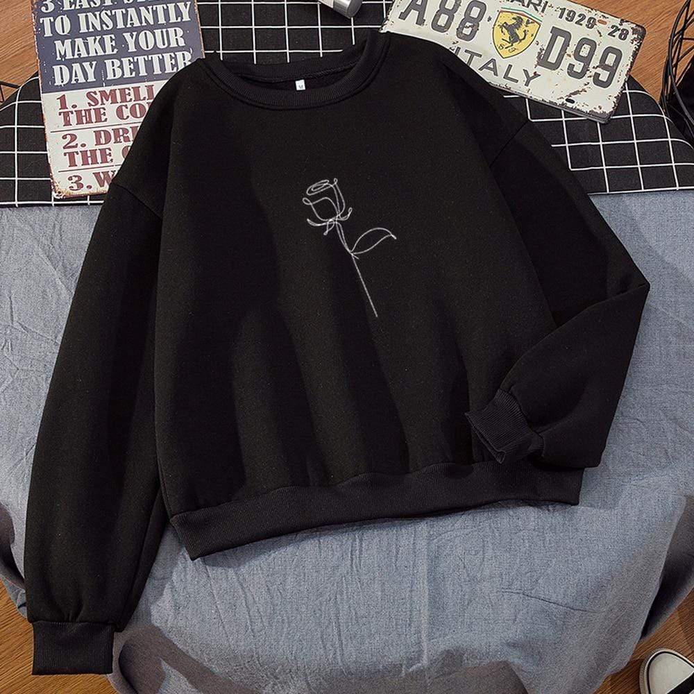 Kinky Cloth 200000348 Black / M Oversized Sweatshirt With Rose Print