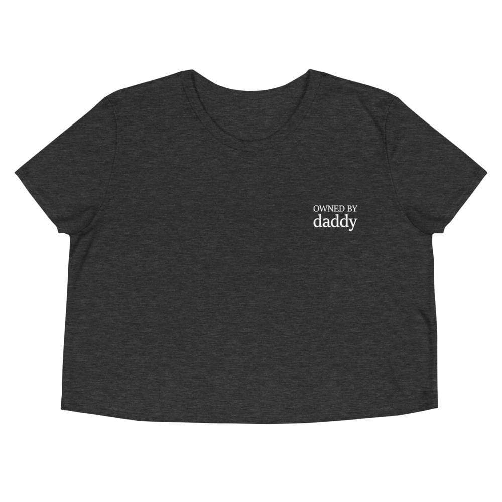 Kinky Cloth Dark Grey Heather / S Owned By Daddy Embroidered Crop Top