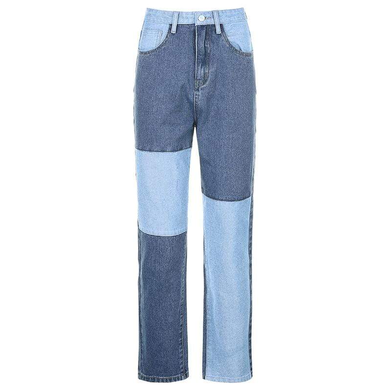 Kinky Cloth 200000366 Blue / S Patchwork High Waist Straight Jeans
