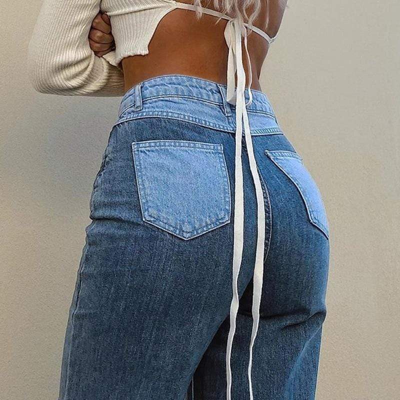 Kinky Cloth 200000366 Patchwork High Waist Straight Jeans