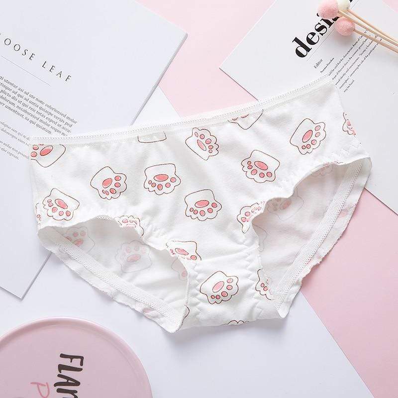 Kinky Cloth 351 White / L Paw Print Panties