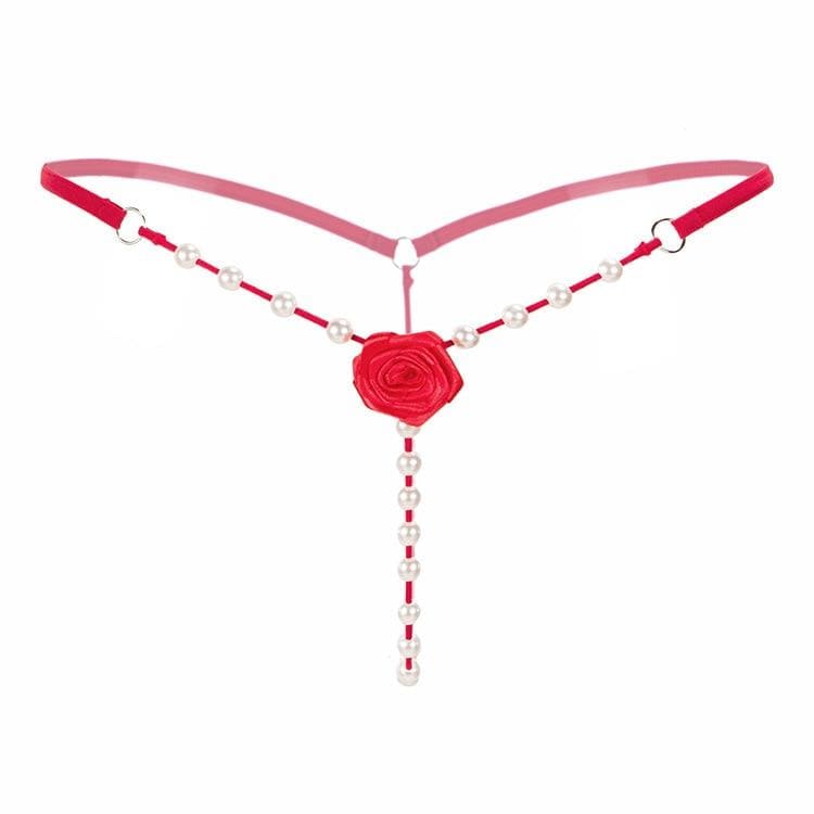 Kinky Cloth 200001799 Red / One Size Pearl Massage Rose Thong
