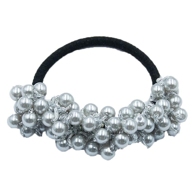Kinky Cloth 200000395 Gray Pearl Rubber Bands Beads Ponytail