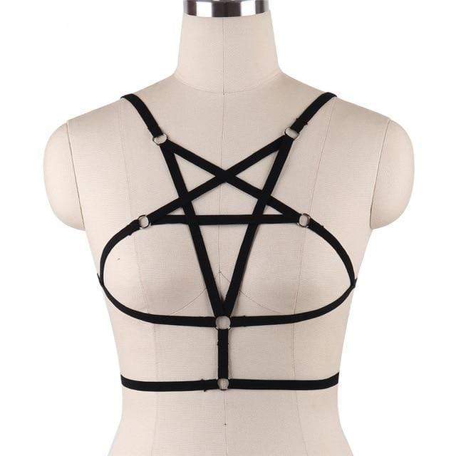 Kinky Cloth accessories Pentagram Goth Bra Harness