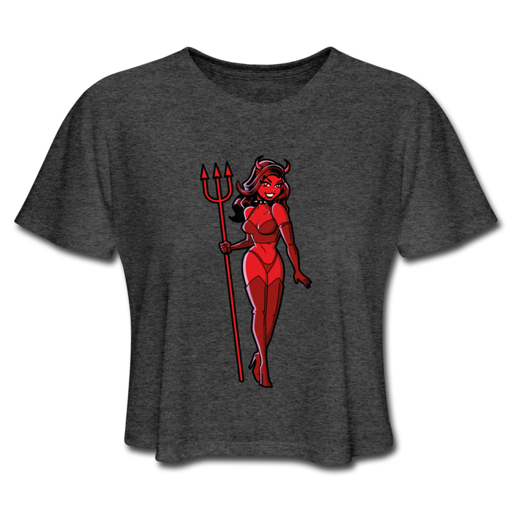 SPOD Women's Cropped T-Shirt deep heather / S Pin Up Devil Women's Cropped T-Shirt