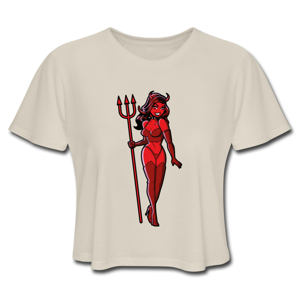 SPOD Women's Cropped T-Shirt dust / S Pin Up Devil Women's Cropped T-Shirt