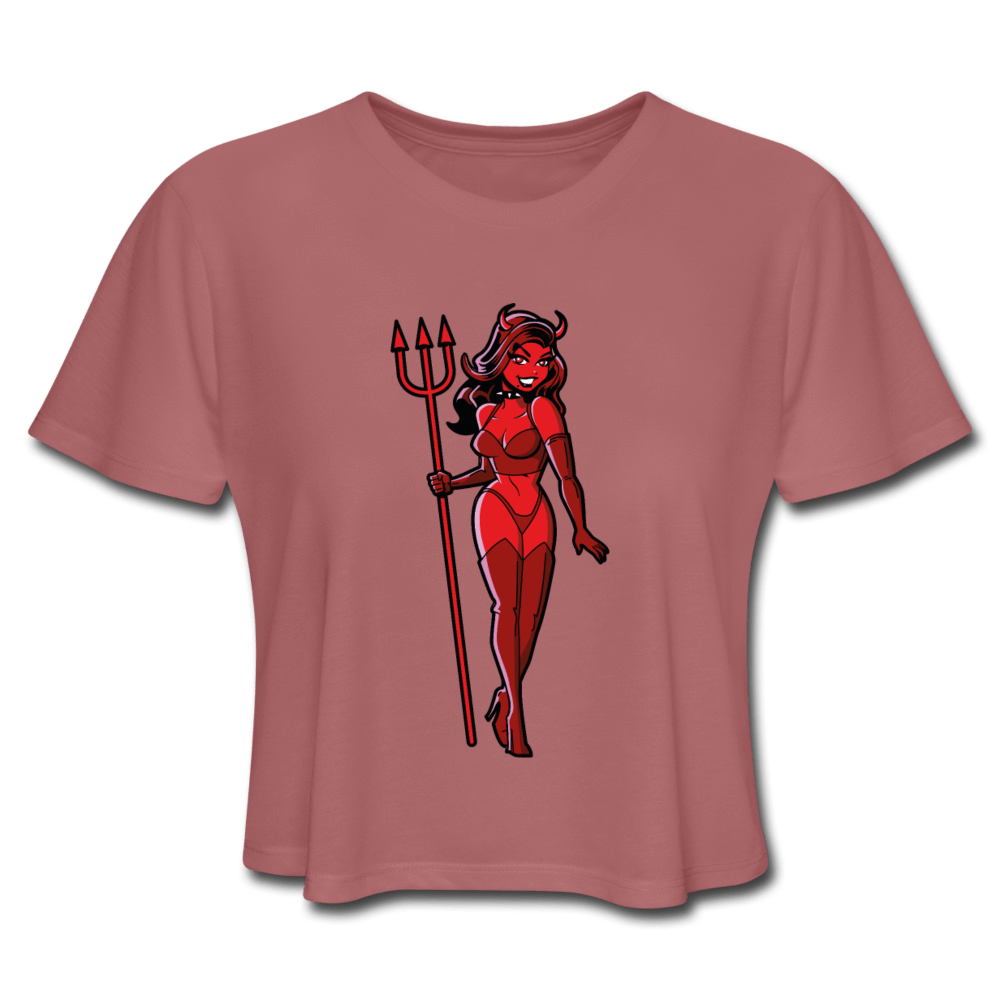 SPOD Women's Cropped T-Shirt mauve / S Pin Up Devil Women's Cropped T-Shirt