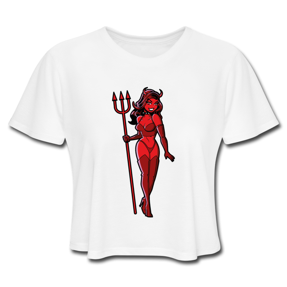 SPOD Women's Cropped T-Shirt white / S Pin Up Devil Women's Cropped T-Shirt
