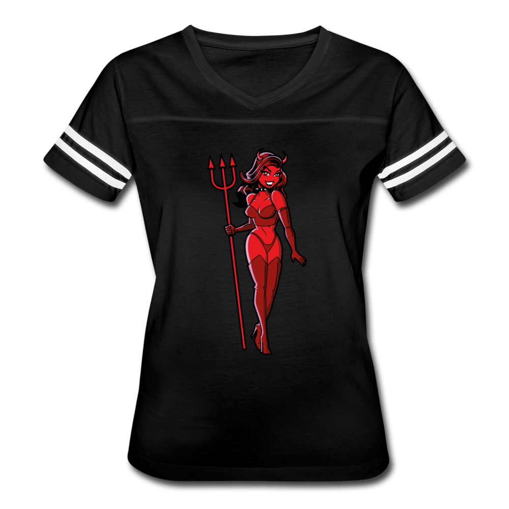 SPOD Women’s Vintage Sport T-Shirt black/white / S Pin Up Devil Women’s Vintage Sport T-Shirt