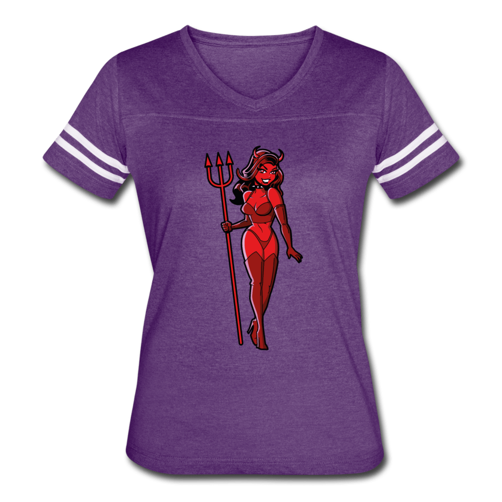 SPOD Women’s Vintage Sport T-Shirt vintage purple/white / S Pin Up Devil Women’s Vintage Sport T-Shirt