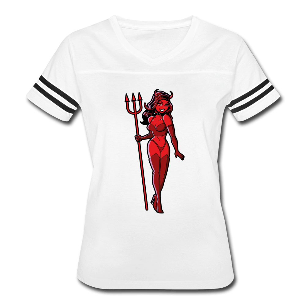 SPOD Women’s Vintage Sport T-Shirt white/black / S Pin Up Devil Women’s Vintage Sport T-Shirt
