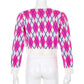 Kinky Cloth 200000373 Pink Argyle Check Buttons Cardigan