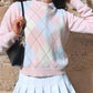 Kinky Cloth 200000373 Pink Argyle Plaid Sweater