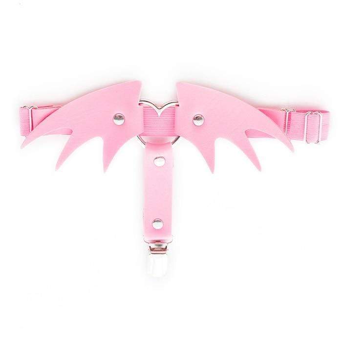 Kinky Cloth 200001886 Pink Bat Wings Single Clip Leg Garter Belt