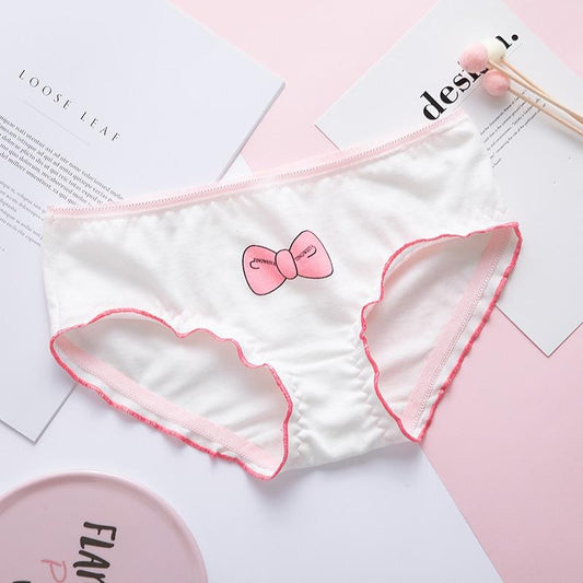 Kinky Cloth 351 White / L Pink Bow Print Panties