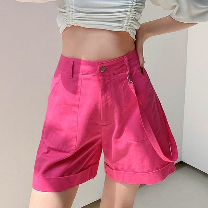 Kinky Cloth 200000367 Pink Cargo Shorts with Strips Pockets