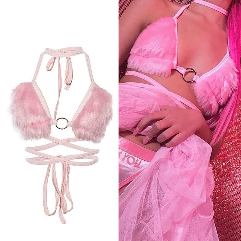 Kinky Cloth Harnesses Pink Fleece 70’s Harness Top
