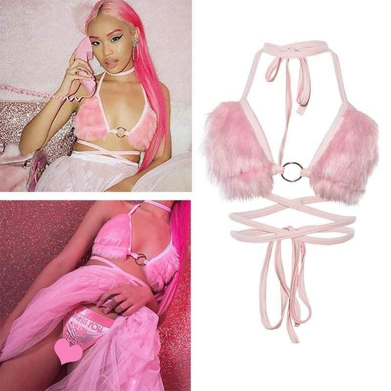 Kinky Cloth Harnesses Pink Fleece 70’s Harness Top
