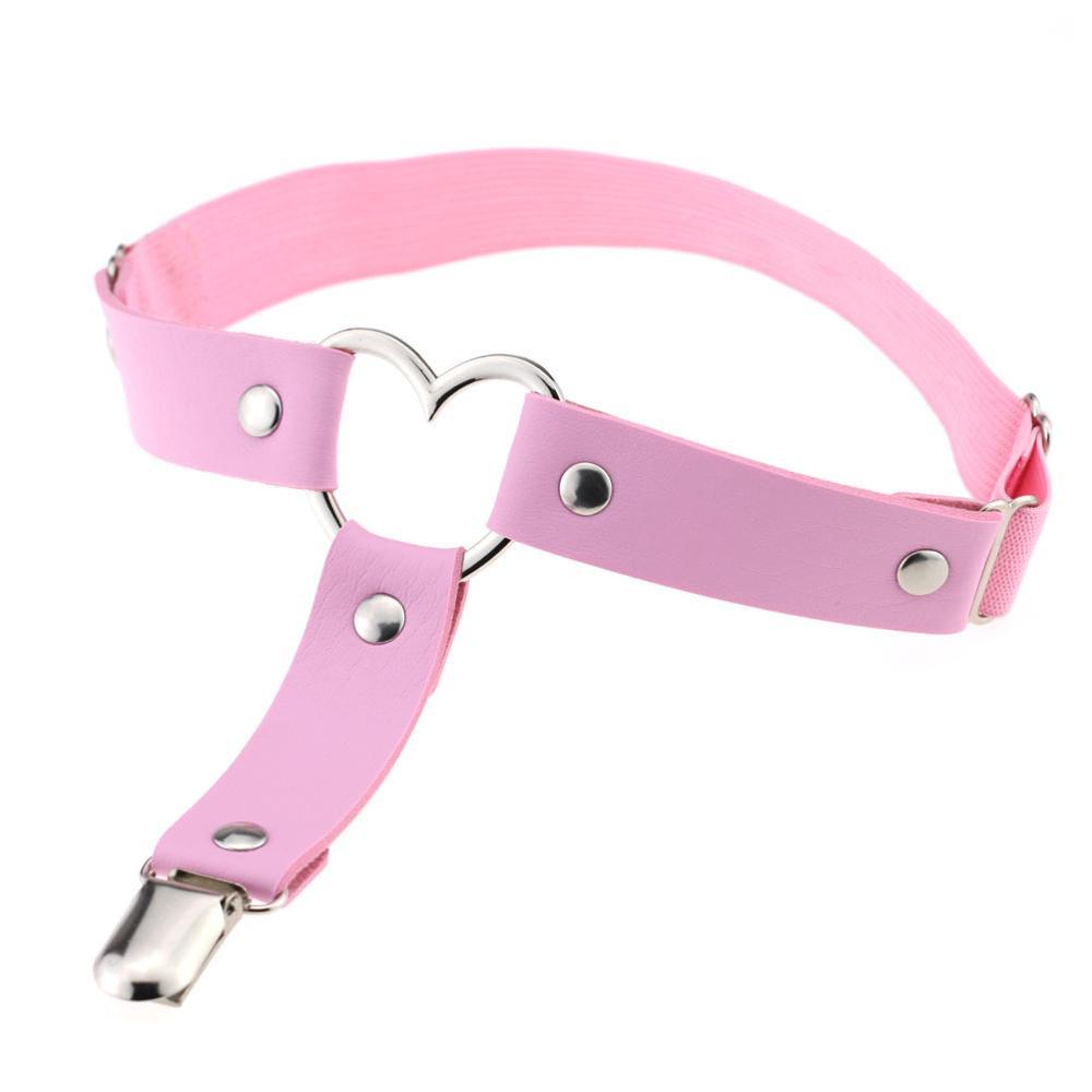 Kinky Cloth 200001886 Pink Heart Single Clip Leg Garter Belt