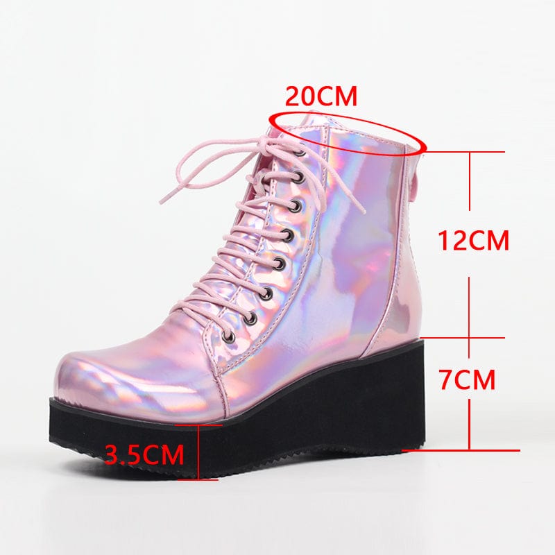 Kinky Cloth Pink Holographic Leather Boots
