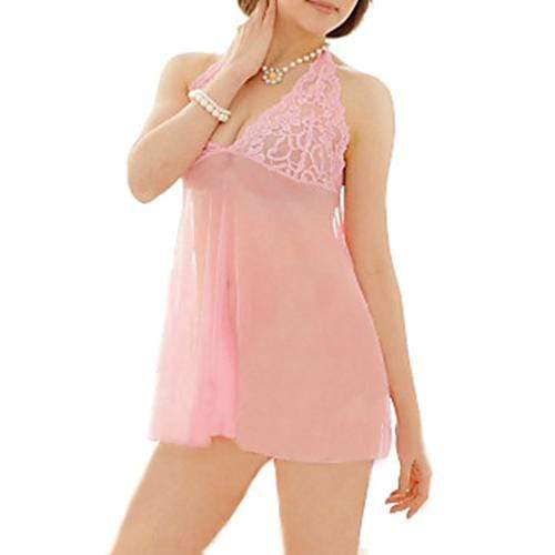 Kinky Cloth Pink Lace Transparent Nightgown