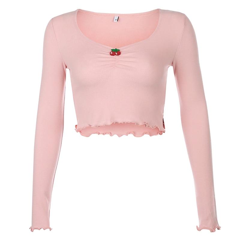 Kinky Cloth 200000791 Pink / L Pink Strawberry Long Sleeve Crop Top